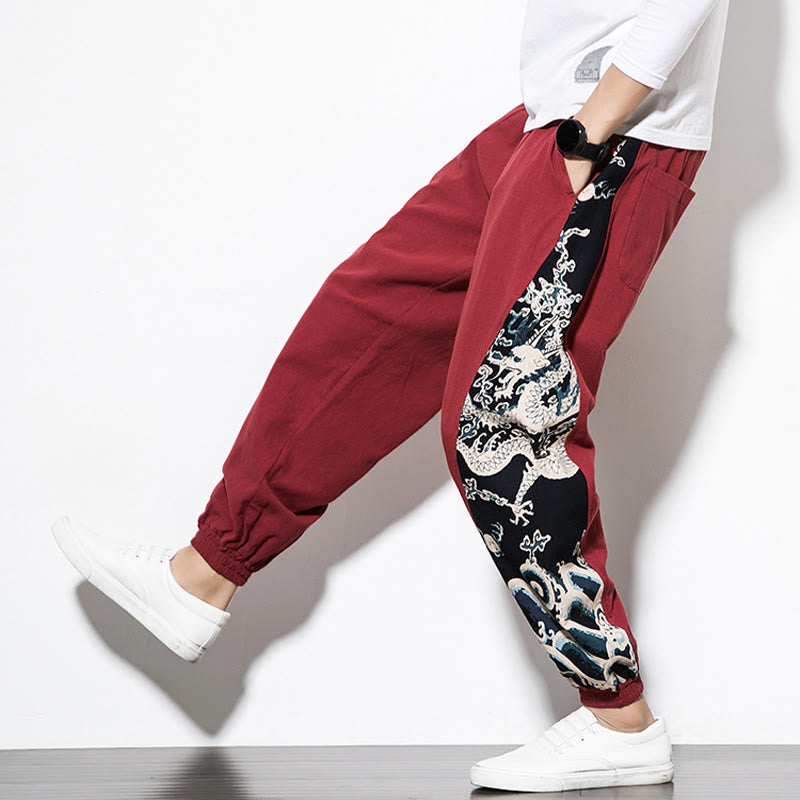 Buddha Stones Sommer Drachenwellen Baumwolle Herrenhose mit Taschen - image 28