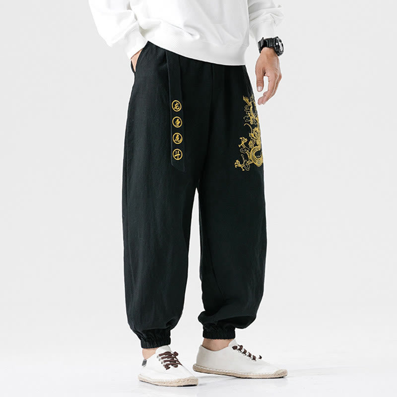 Buddha Stones, glückverheißende Wolken, Drachen, Baumwolle, Herrenhose mit Taschen - image 3