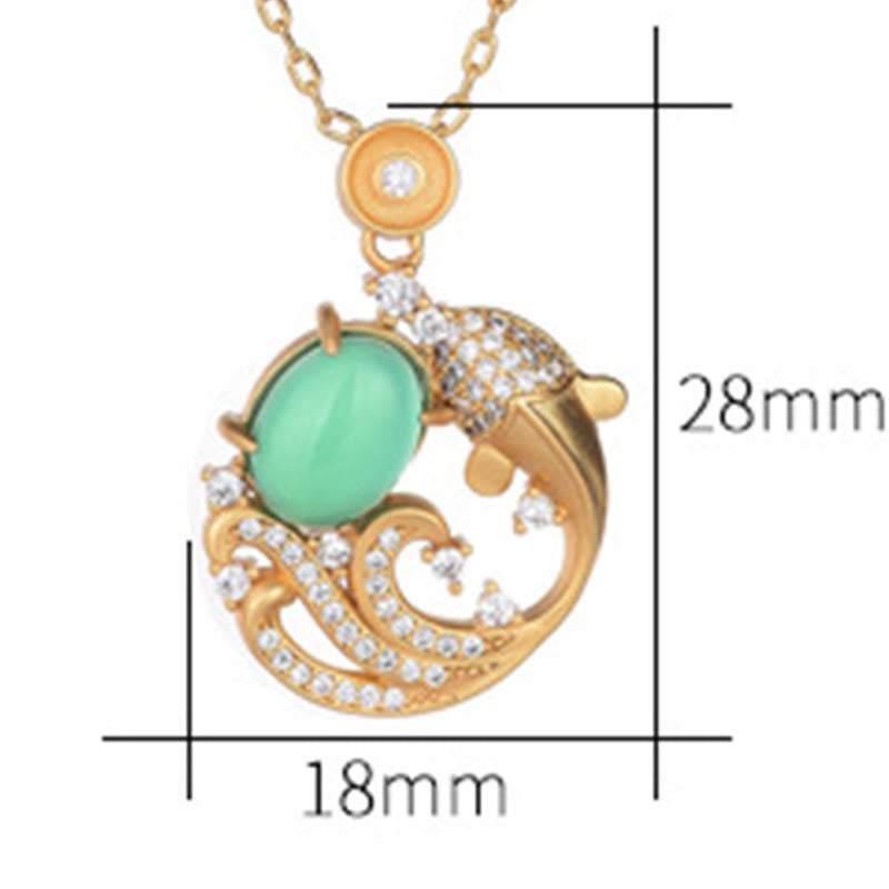 Buddha Stones Halskette mit Anhänger „Koi-Fisch“ aus grünem Chalcedon - image 6