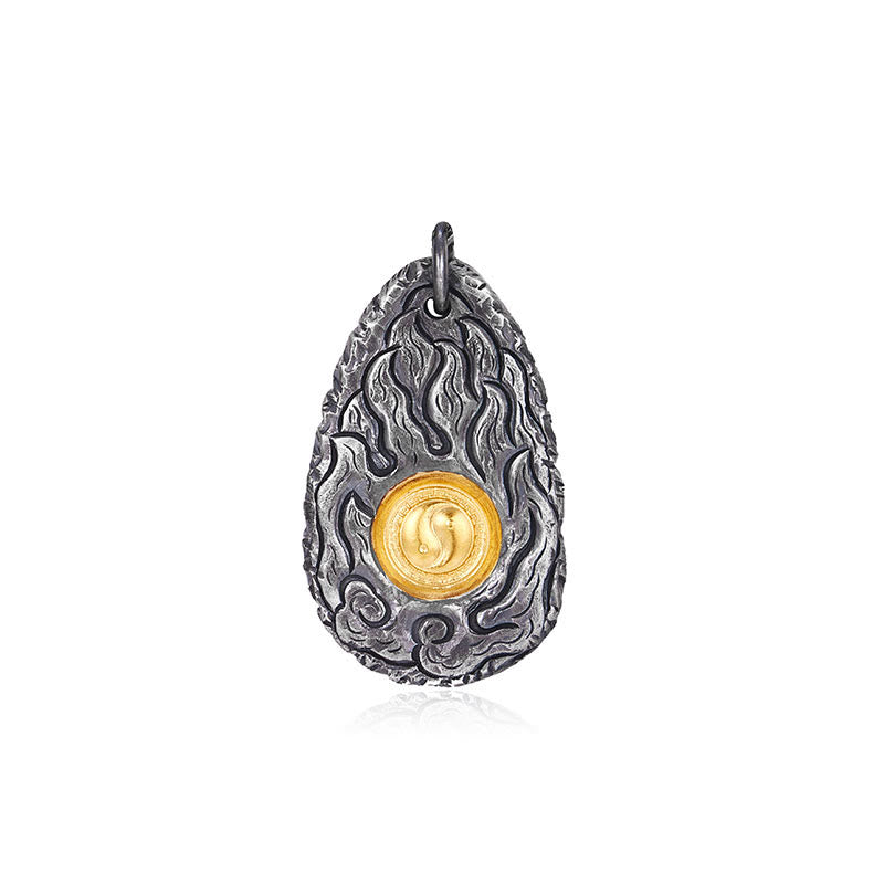 Buddha Stones 999 Sterling Silber 999 Gold Tai Chi Yin Yang Halskette Anhänger