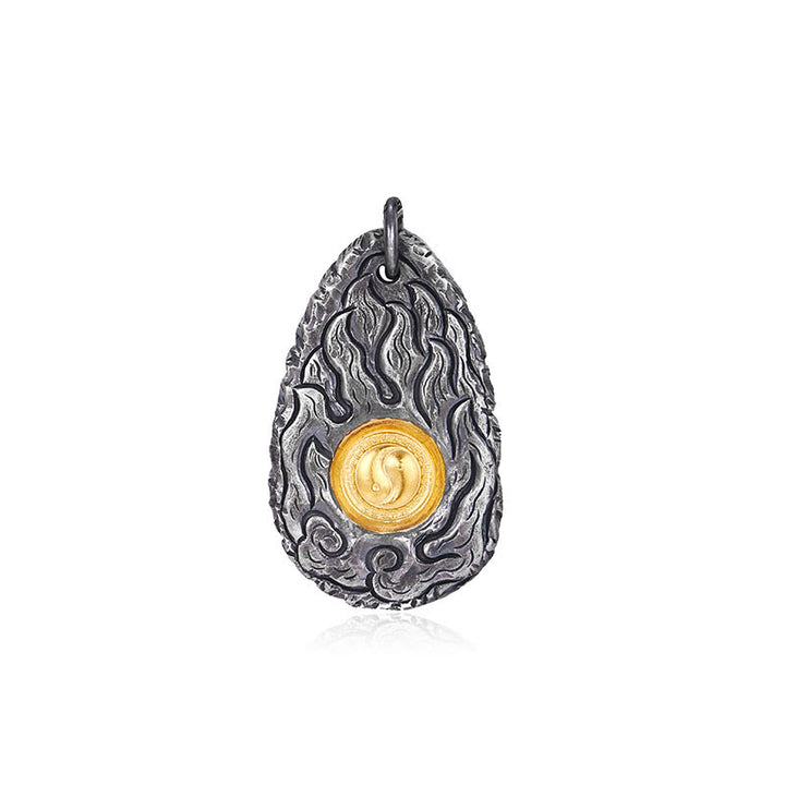 Buddha Stones 999 Sterling Silber 999 Gold Tai Chi Yin Yang Halskette Anhänger