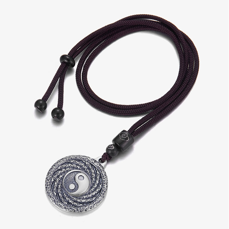 Halskette mit Anhänger aus 999er Sterlingsilber mit Buddha Stones , Tai Chi, Yin Yang und Bagua-Design, Berggeister, Geld ausgeben