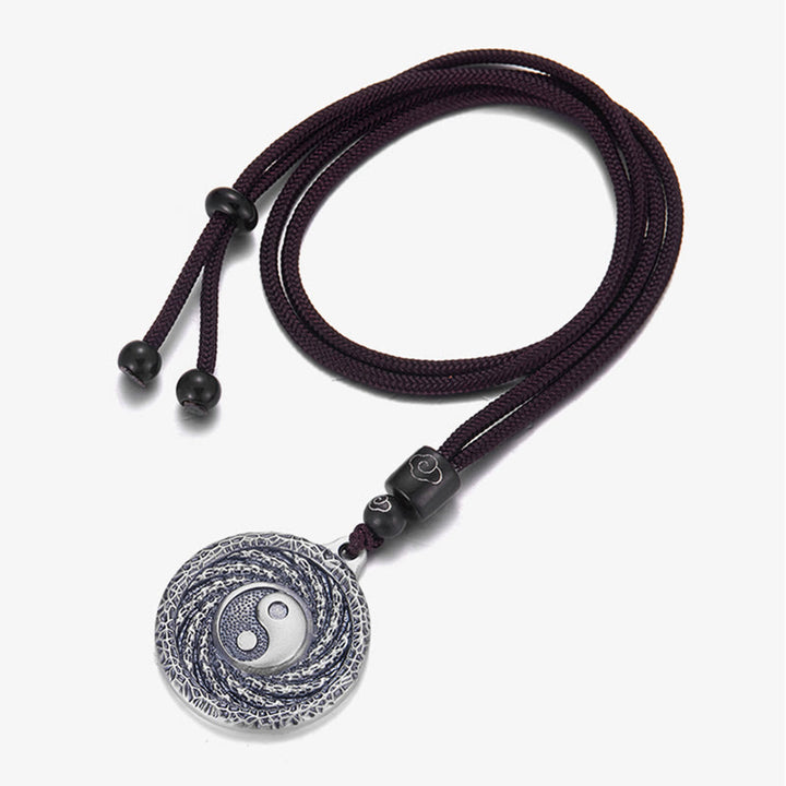 Halskette mit Anhänger aus 999er Sterlingsilber mit Buddha Stones , Tai Chi, Yin Yang und Bagua-Design, Berggeister, Geld ausgeben - image 1