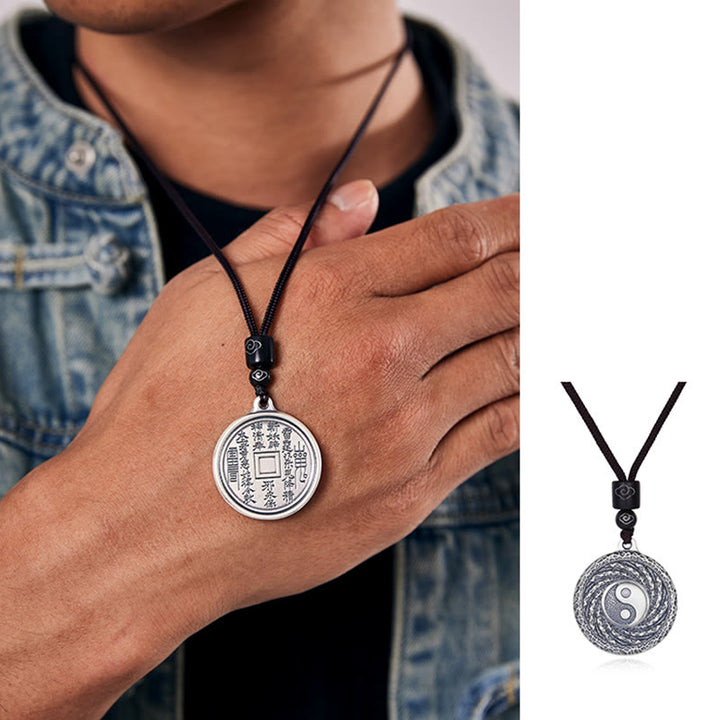 Halskette mit Anhänger aus 999er Sterlingsilber mit Buddha Stones , Tai Chi, Yin Yang und Bagua-Design, Berggeister, Geld ausgeben - image 10