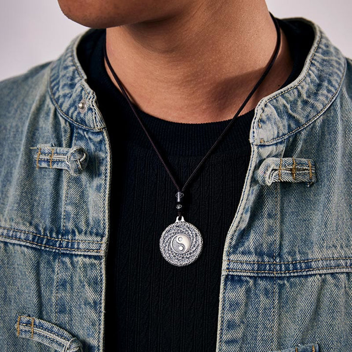 Halskette mit Anhänger aus 999er Sterlingsilber mit Buddha Stones , Tai Chi, Yin Yang und Bagua-Design, Berggeister, Geld ausgeben - image 10