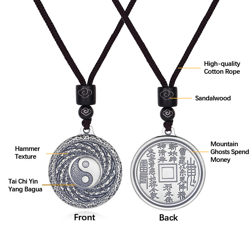 Halskette mit Anhänger aus 999er Sterlingsilber mit Buddha Stones , Tai Chi, Yin Yang und Bagua-Design, Berggeister, Geld ausgeben - image 23