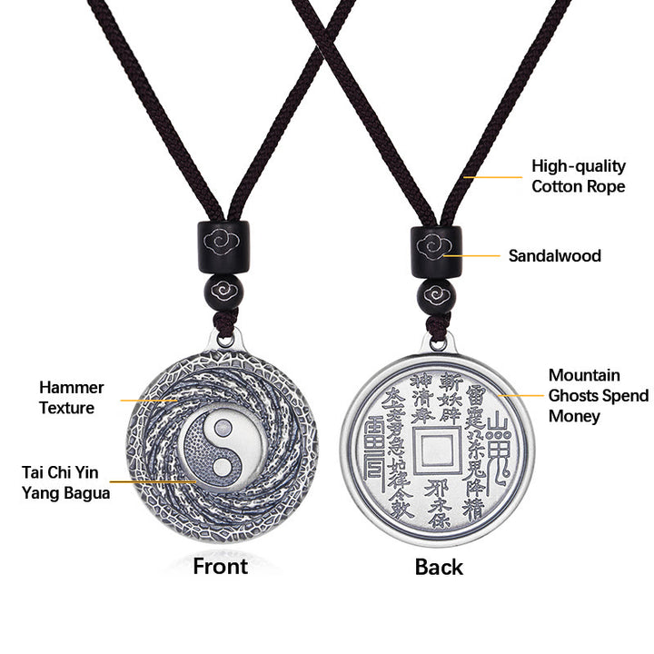 Halskette mit Anhänger aus 999er Sterlingsilber mit Buddha Stones , Tai Chi, Yin Yang und Bagua-Design, Berggeister, Geld ausgeben - image 23