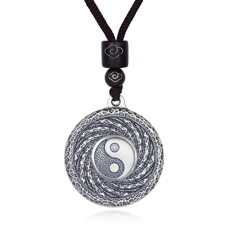 Halskette mit Anhänger aus 999er Sterlingsilber mit Buddha Stones , Tai Chi, Yin Yang und Bagua-Design, Berggeister, Geld ausgeben