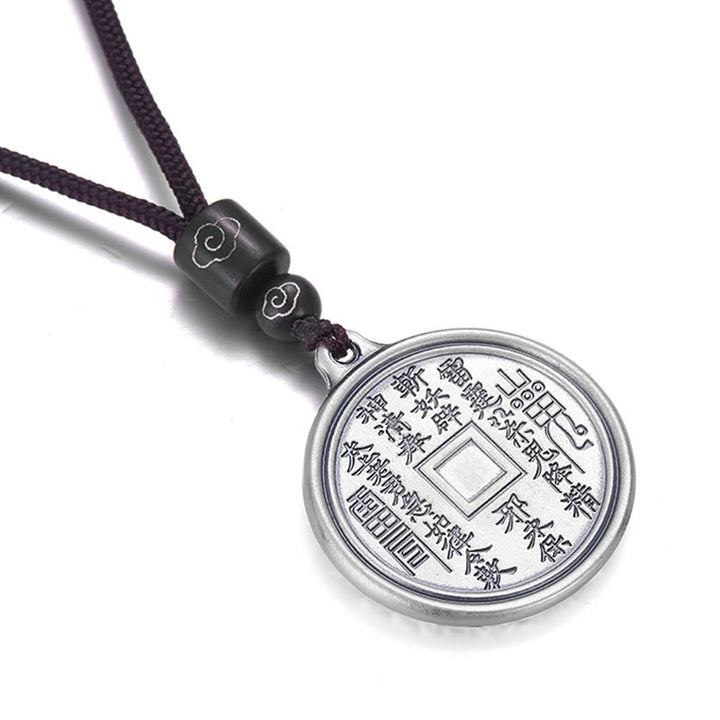 Halskette mit Anhänger aus 999er Sterlingsilber mit Buddha Stones , Tai Chi, Yin Yang und Bagua-Design, Berggeister, Geld ausgeben