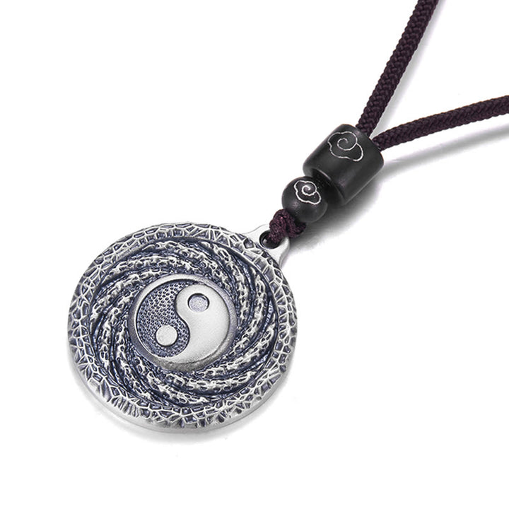 Halskette mit Anhänger aus 999er Sterlingsilber mit Buddha Stones , Tai Chi, Yin Yang und Bagua-Design, Berggeister, Geld ausgeben