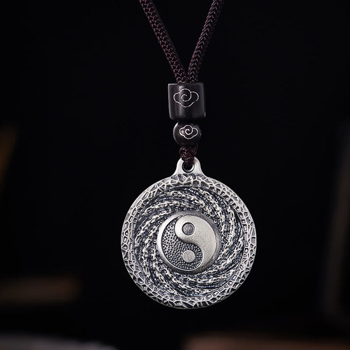 Halskette mit Anhänger aus 999er Sterlingsilber mit Buddha Stones , Tai Chi, Yin Yang und Bagua-Design, Berggeister, Geld ausgeben