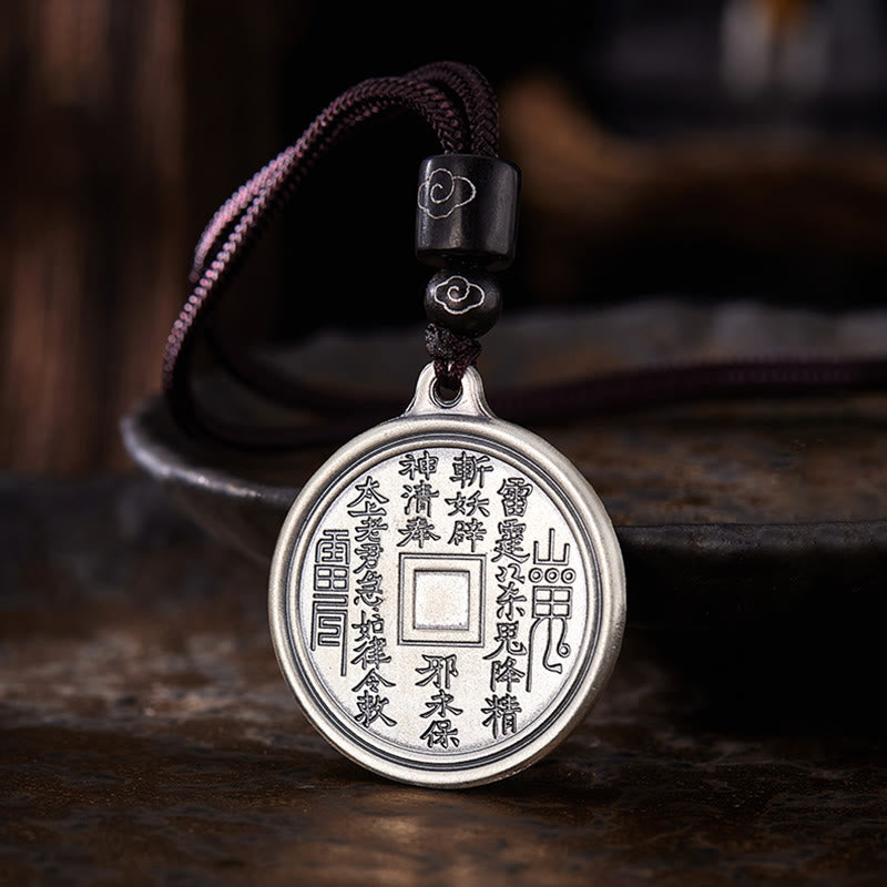 Halskette mit Anhänger aus 999er Sterlingsilber mit Buddha Stones , Tai Chi, Yin Yang und Bagua-Design, Berggeister, Geld ausgeben - image 2