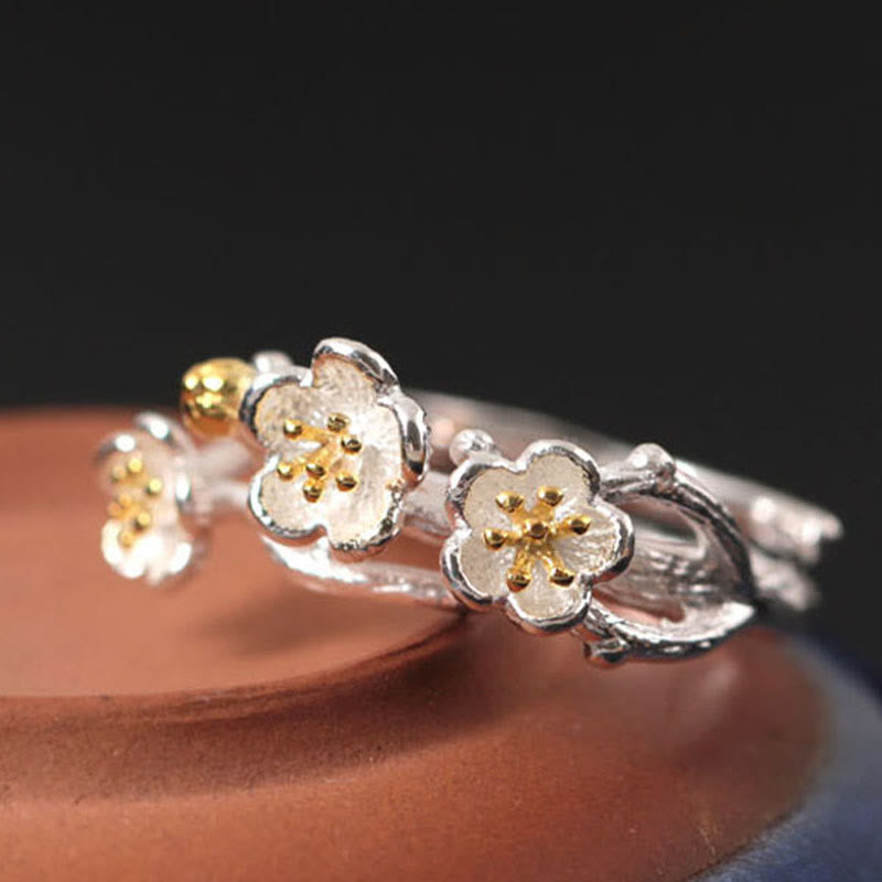 Buddha Stones 925 Sterling Silber Pflaumenbossom Ruhering - image 2