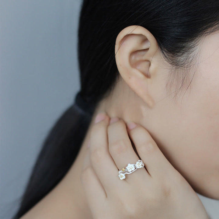 Buddha Stones 925 Sterling Silber Pflaumenbossom Ruhering - image 8