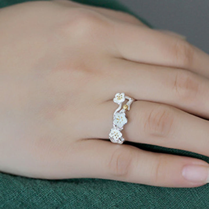 Buddha Stones 925 Sterling Silber Pflaumenbossom Ruhering - image 9