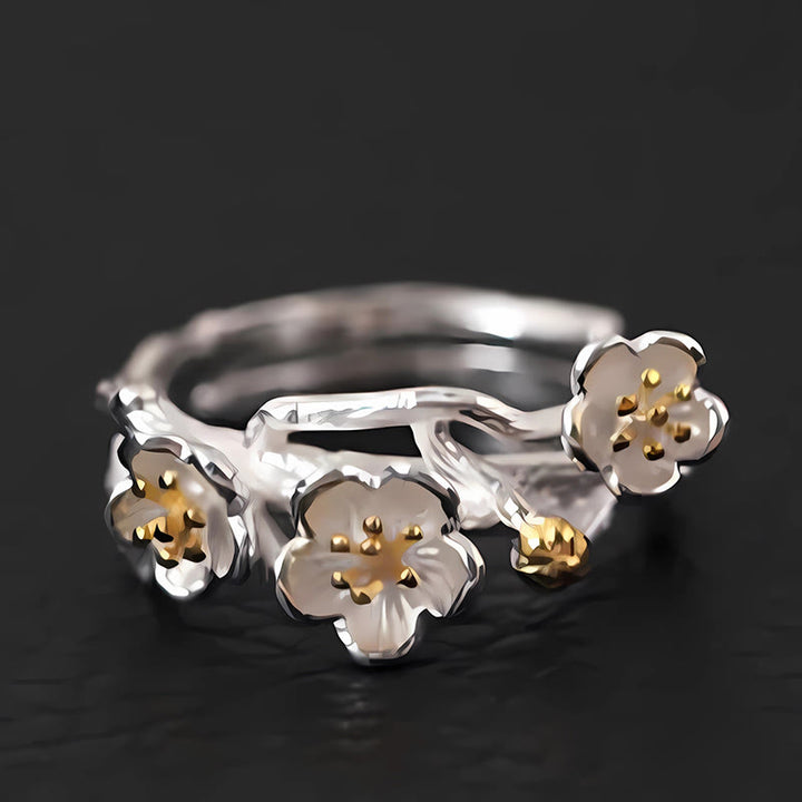 Buddha Stones 925 Sterling Silber Pflaumenbossom Ruhering - image 6