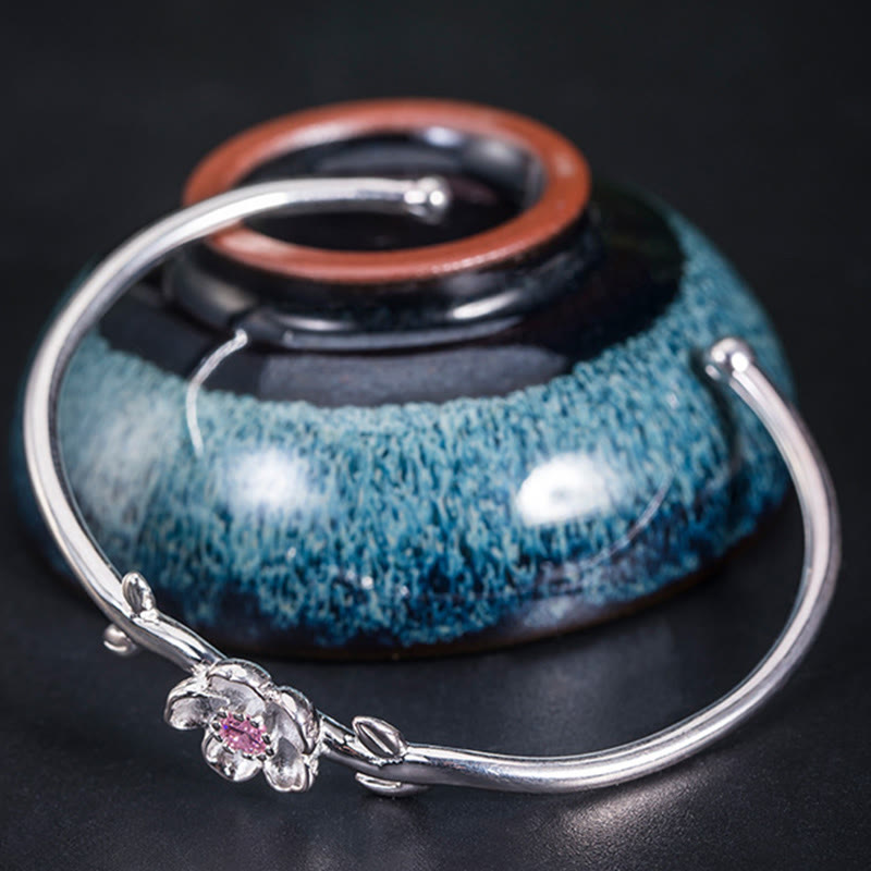 Buddha Stones 925 Sterling Silber Kirschblüte Glücksarmband Armreif - image 7