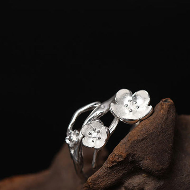 Buddha Stones 925 Sterling Silber Plum Bossom Balance Ring - image 8