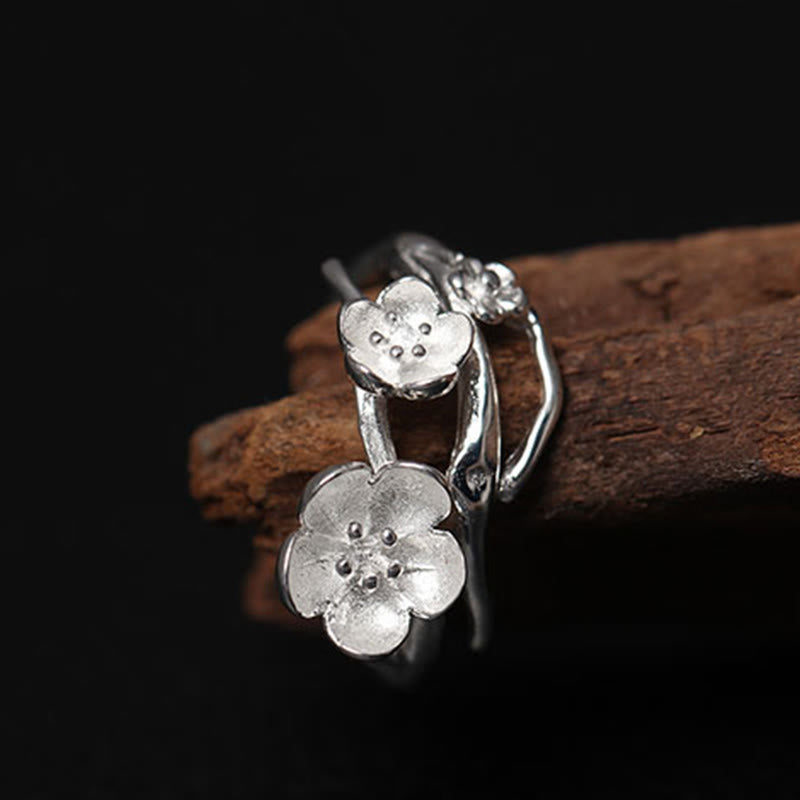 Buddha Stones 925 Sterling Silber Plum Bossom Balance Ring - image 6