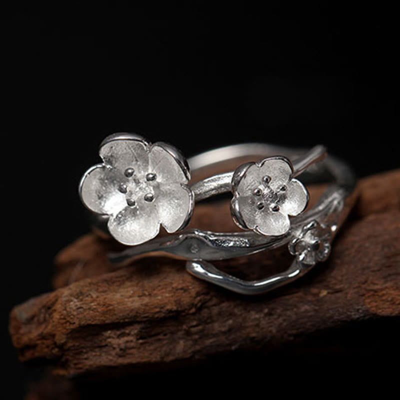 Buddha Stones 925 Sterling Silber Plum Bossom Balance Ring - image 11