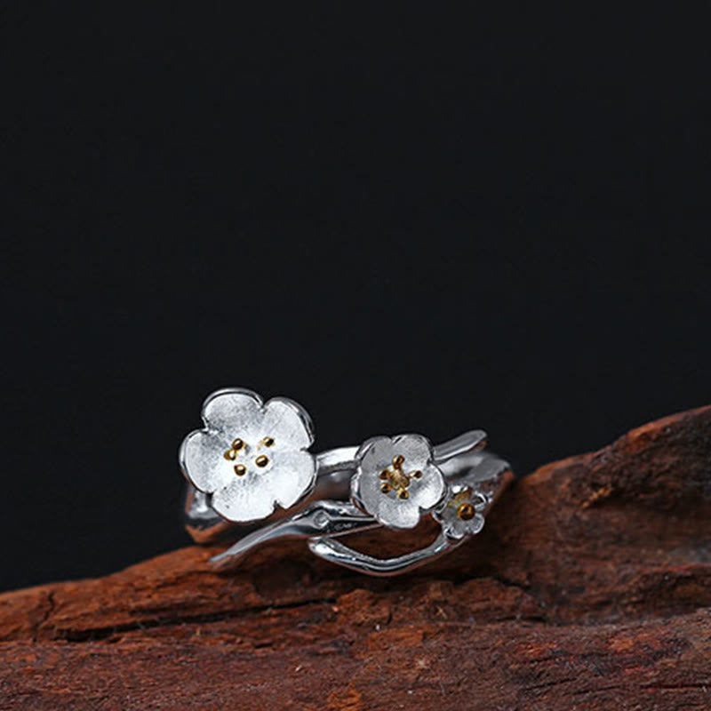 Buddha Stones 925 Sterling Silber Plum Bossom Balance Ring - image 10