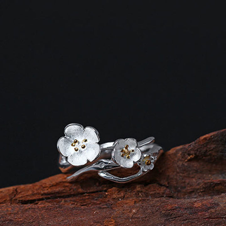Buddha Stones 925 Sterling Silber Plum Bossom Balance Ring - image 10