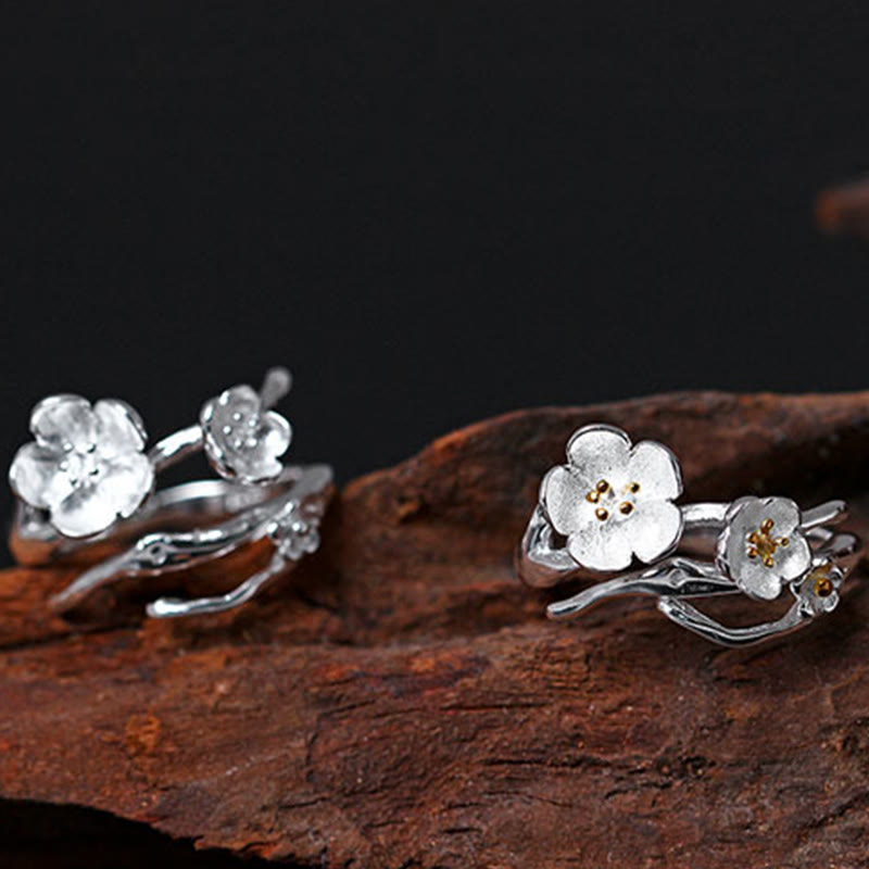 Buddha Stones 925 Sterling Silber Plum Bossom Balance Ring - image 13