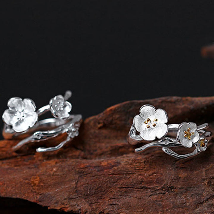 Buddha Stones 925 Sterling Silber Plum Bossom Balance Ring - image 13