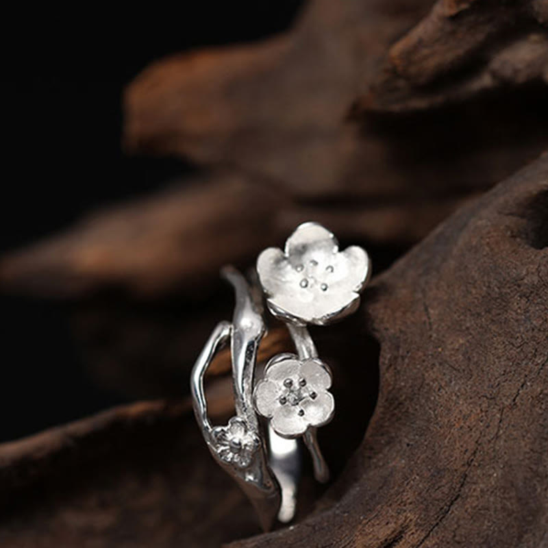 Buddha Stones 925 Sterling Silber Plum Bossom Balance Ring - image 12