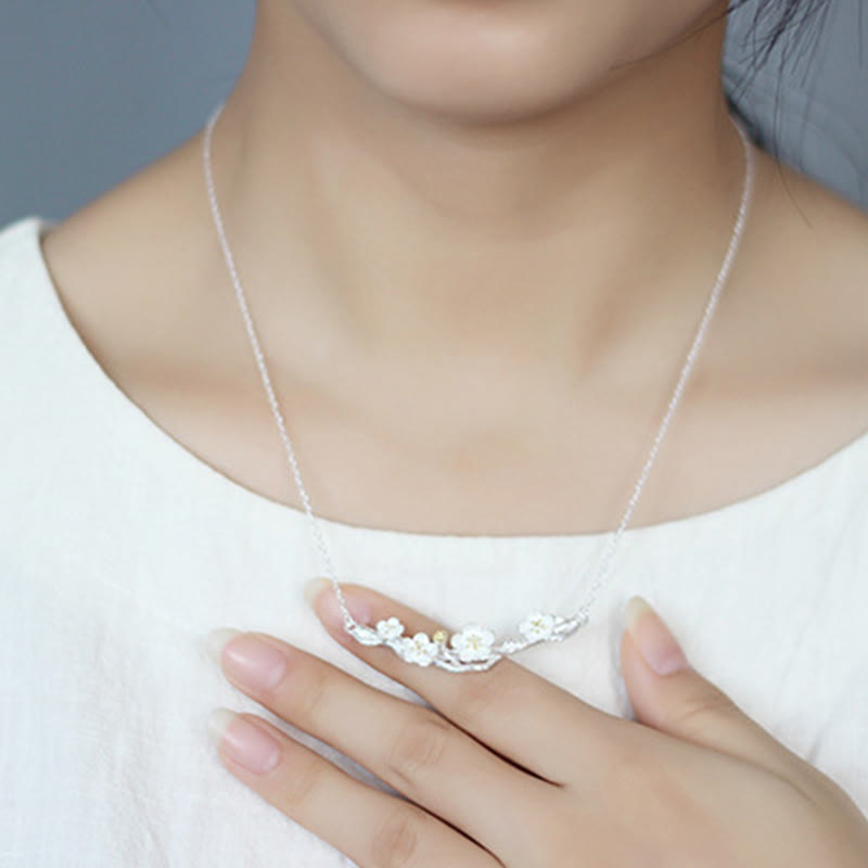 Buddha Stones 925 Sterling Silber Plum Bossom Schutz Halskette Anhänger - image 5