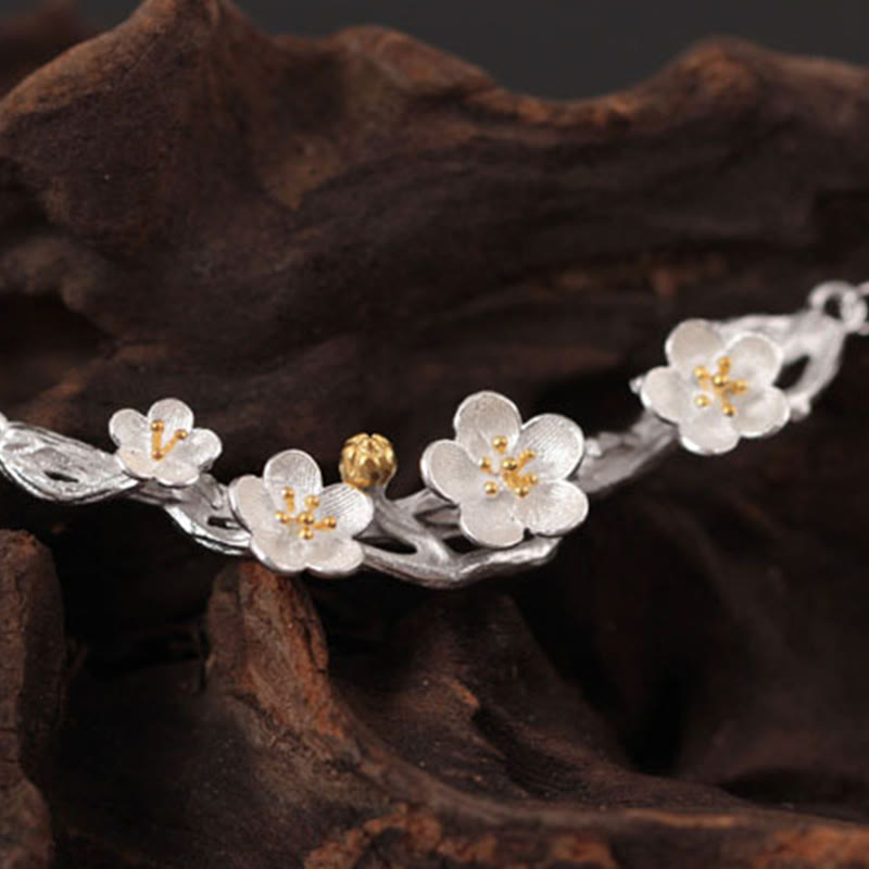 Buddha Stones 925 Sterling Silber Plum Bossom Schutz Halskette Anhänger - image 2