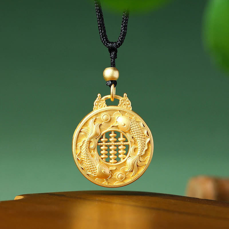 Halskette mit Anhänger „Buddha Stones“ aus vergoldetem Kupfer mit Koi-Fisch-Motiv - Koi-Fisch - image 1