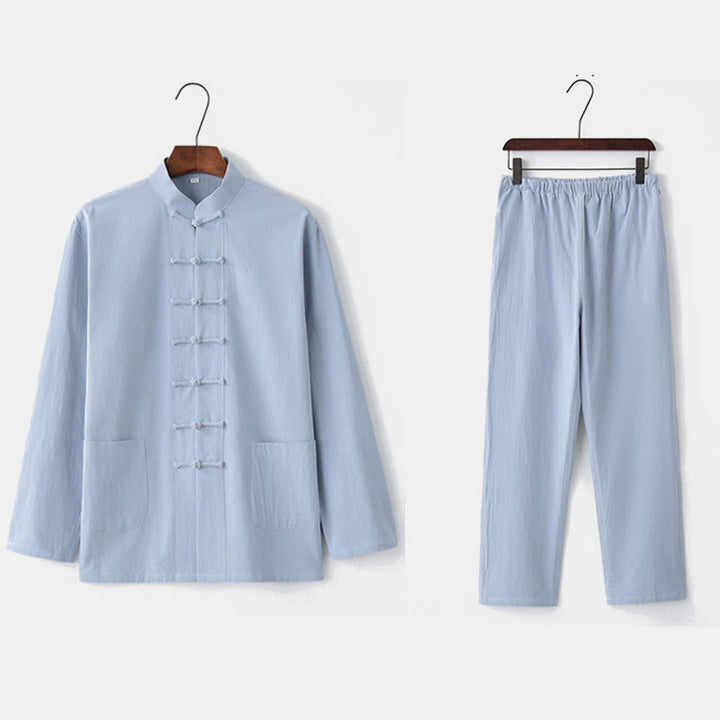 Buddha Stones Frosch-Knopf Tang Langarmhemd Hose Herrenanzug - image 24