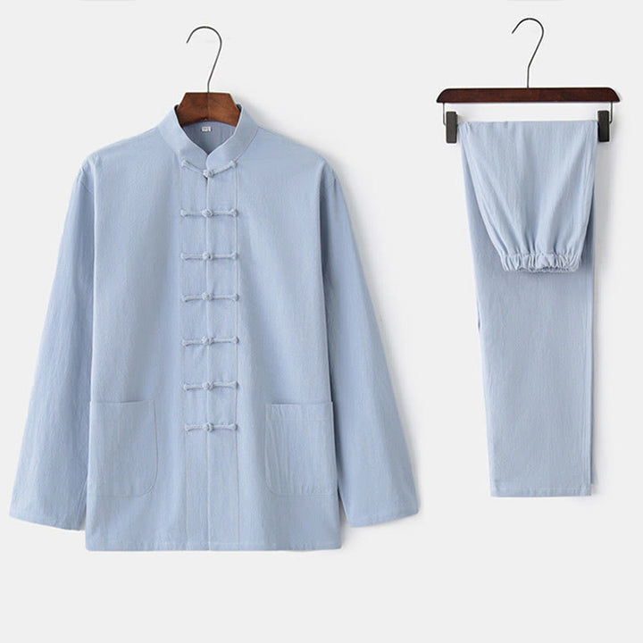 Buddha Stones Frosch-Knopf Tang Langarmhemd Hose Herrenanzug - image 25