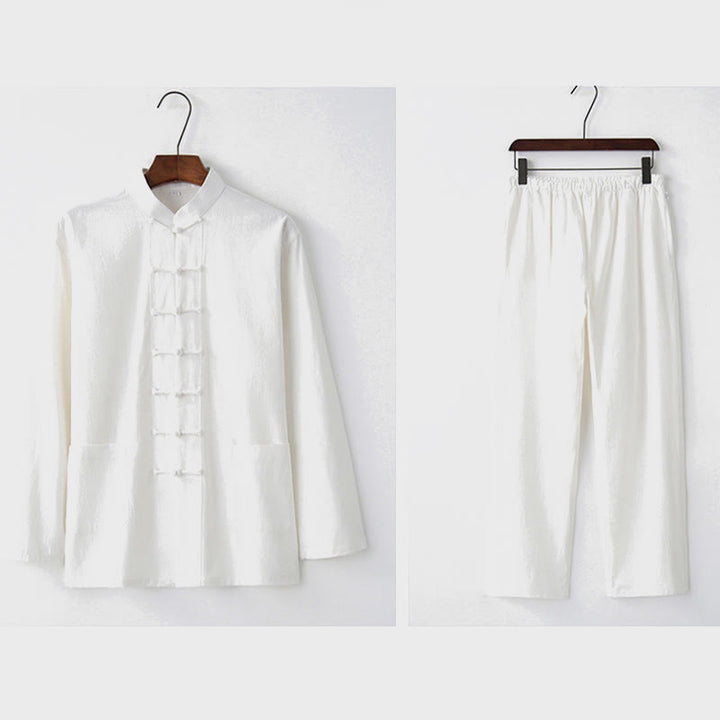 Buddha Stones Frosch-Knopf Tang Langarmhemd Hose Herrenanzug - image 22