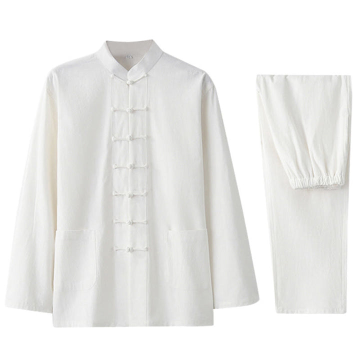 Buddha Stones Frosch-Knopf Tang Langarmhemd Hose Herrenanzug - image 31