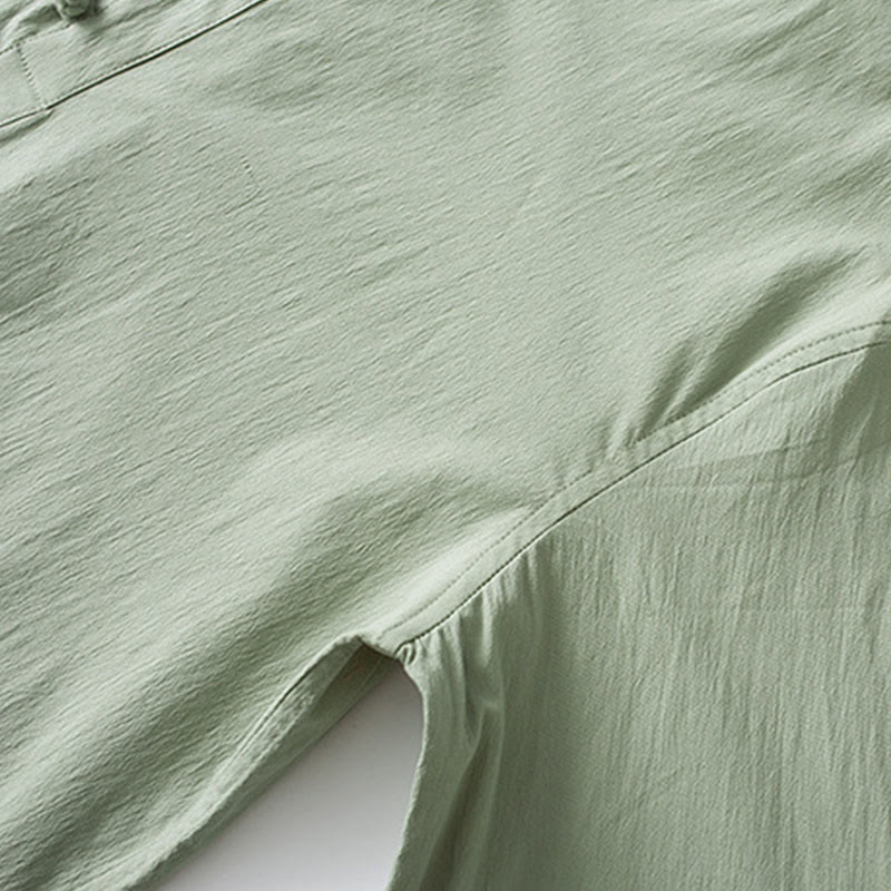 Buddha Stones Frosch-Knopf Dreiviertelärmel Hemd Hose Herrenanzug - image 11