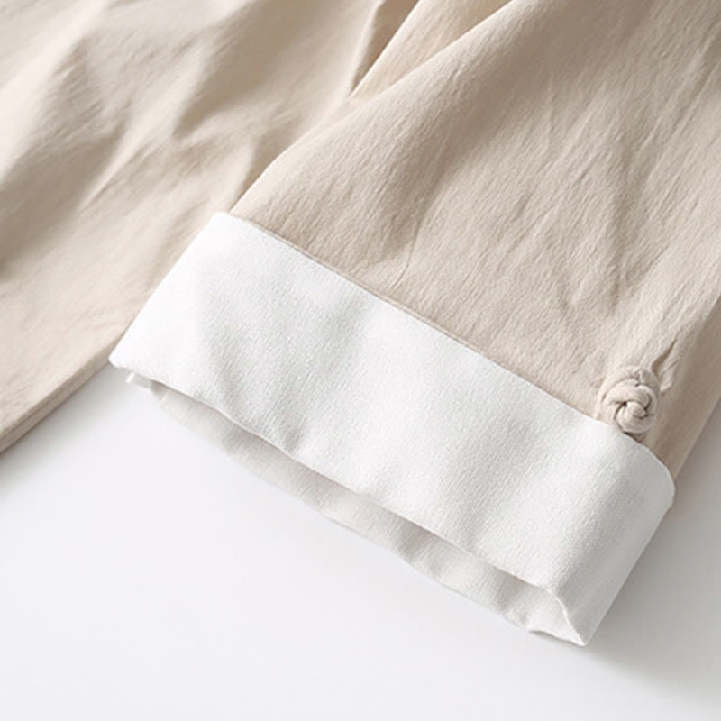 Buddha Stones Tang Froschknopf Dreiviertelärmel Hemd Weite Hose Baumwolle Leinen Herrenanzug - image 11