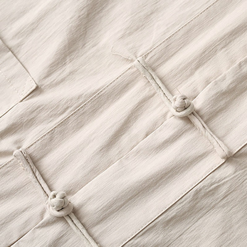 Buddha Stones Tang Froschknopf Dreiviertelärmel Hemd Weite Hose Baumwolle Leinen Herrenanzug - image 12