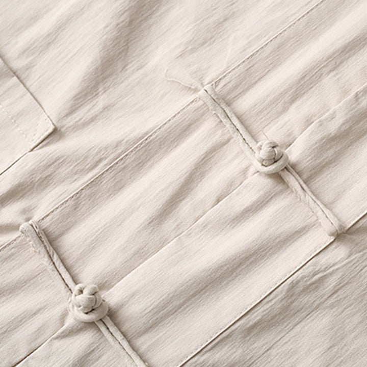 Buddha Stones Tang Froschknopf Dreiviertelärmel Hemd Weite Hose Baumwolle Leinen Herrenanzug - image 12