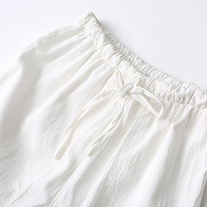 Buddha Stones Tang Frosch-Knopf Kurzarmhemd Weite Beinhose Herrenanzug - image 14