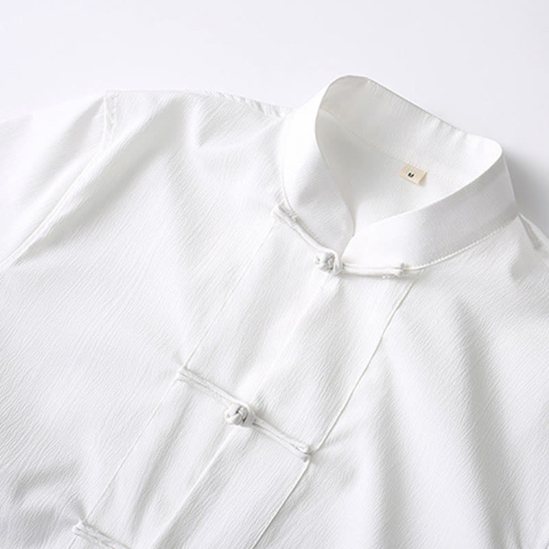 Buddha Stones Tang Frosch-Knopf Kurzarmhemd Weite Beinhose Herrenanzug - image 8