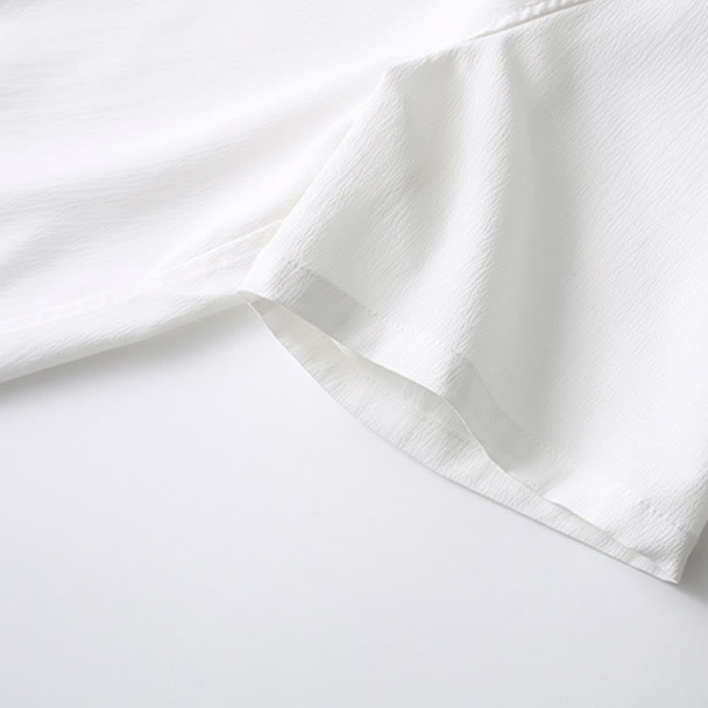 Buddha Stones Tang Frosch-Knopf Kurzarmhemd Weite Beinhose Herrenanzug - image 13