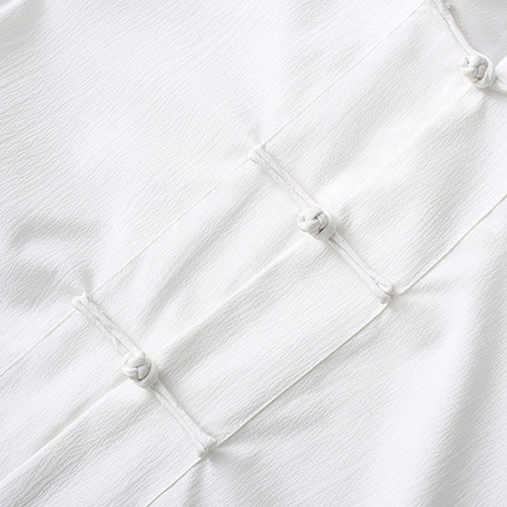 Buddha Stones Tang Frosch-Knopf Kurzarmhemd Weite Beinhose Herrenanzug - image 9