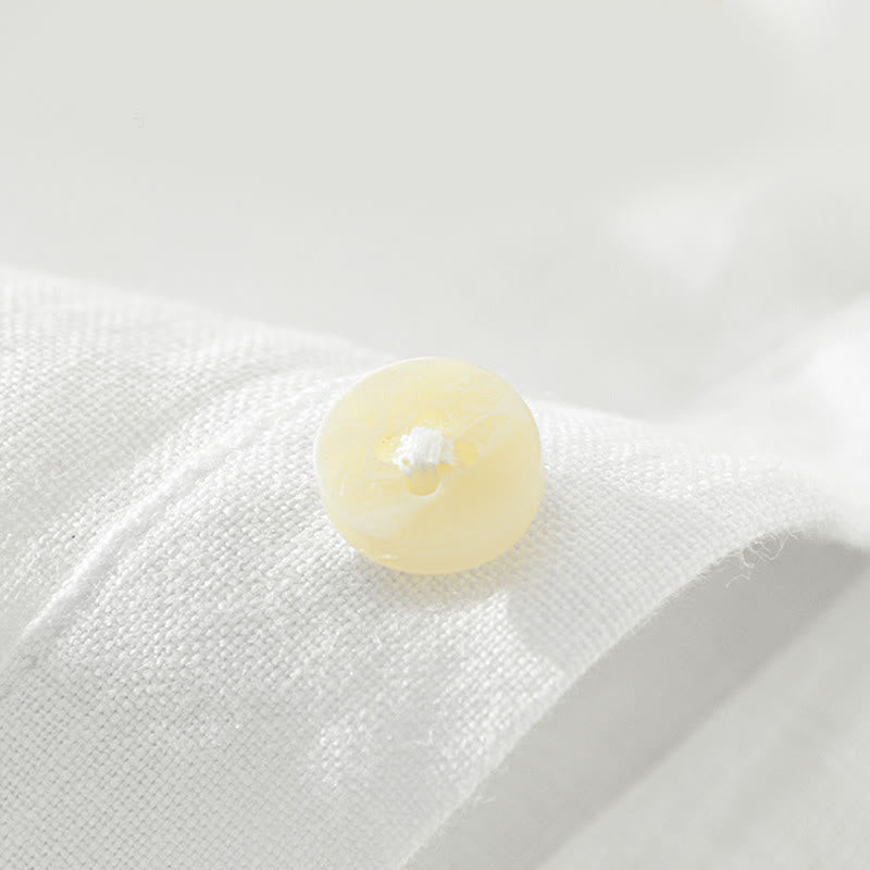 Buddha Stones Einfarbig Lose Langarm Halbknopfhemd Leinen Herrenbekleidung - image 4