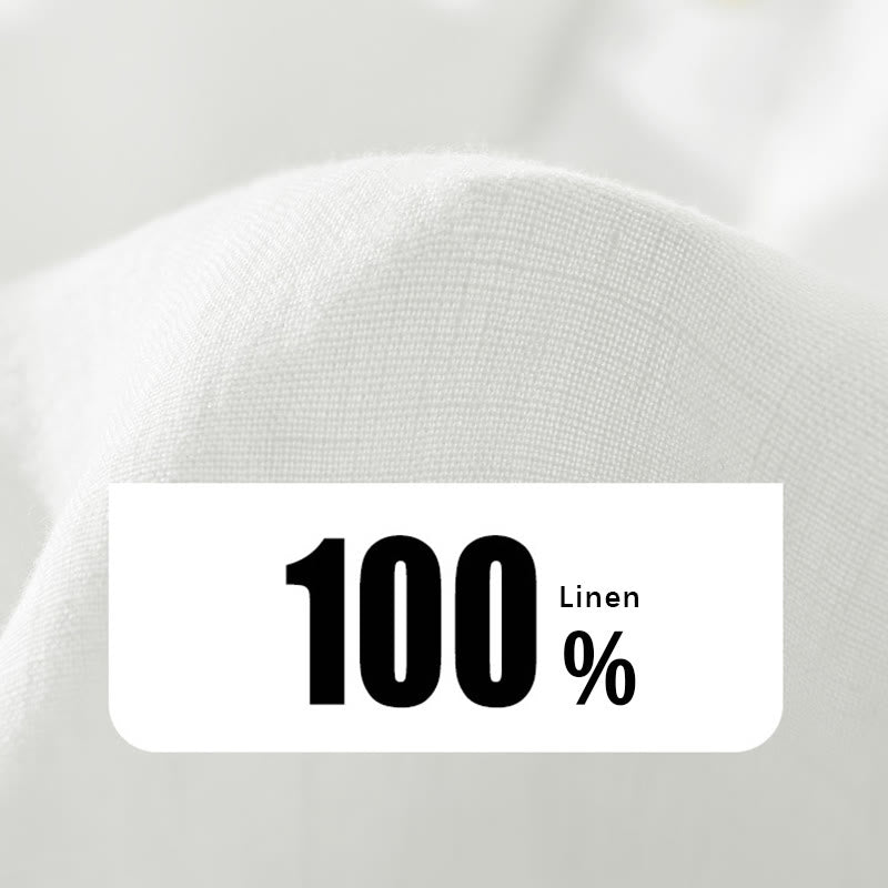 Buddha Stones Einfarbig Lose Langarm Halbknopfhemd Leinen Herrenbekleidung - image 6