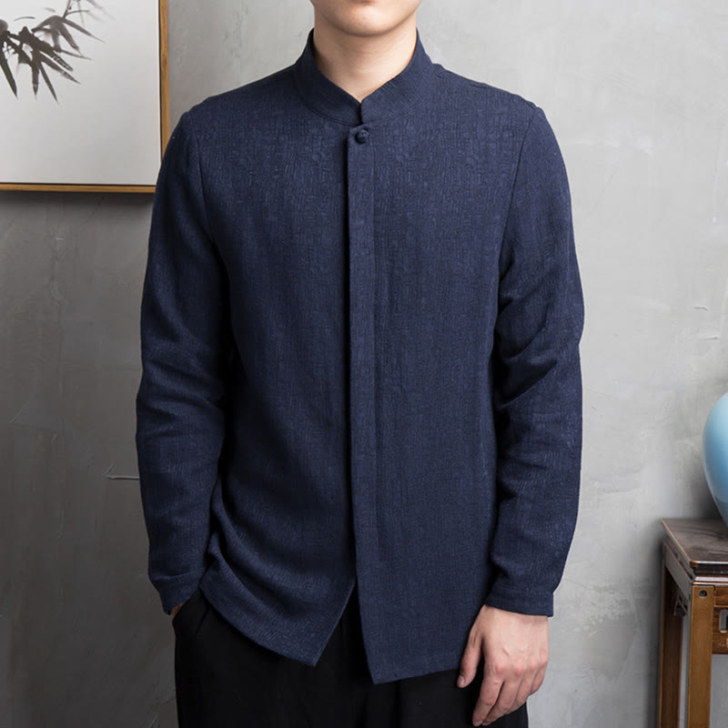 Buddha Stones, einfarbige chinesische Tang-Anzugjacke, Herrenbekleidung - Marineblau - US/ UK/AU42, EU52 (4XL) - image 12