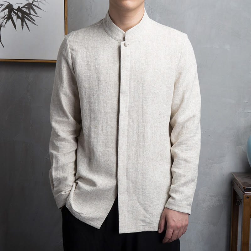 Buddha Stones, einfarbige chinesische Tang-Anzugjacke, Herrenbekleidung - Leinen - US/ UK/AU42, EU52 (4XL) - image 0