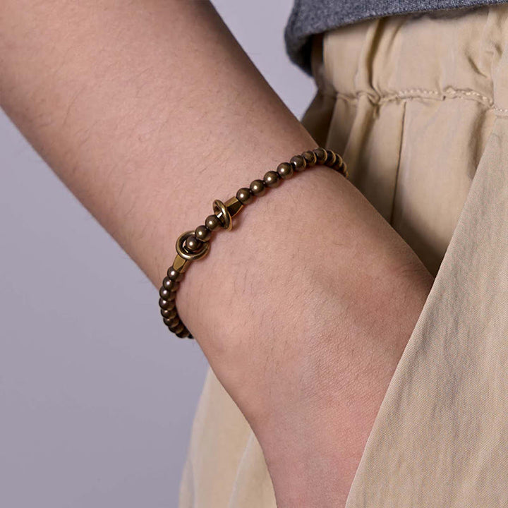 Buddha Stones ​​Reichtum Selbstpflege Kupfer Messing Perlen Design Paar Armband - image 5