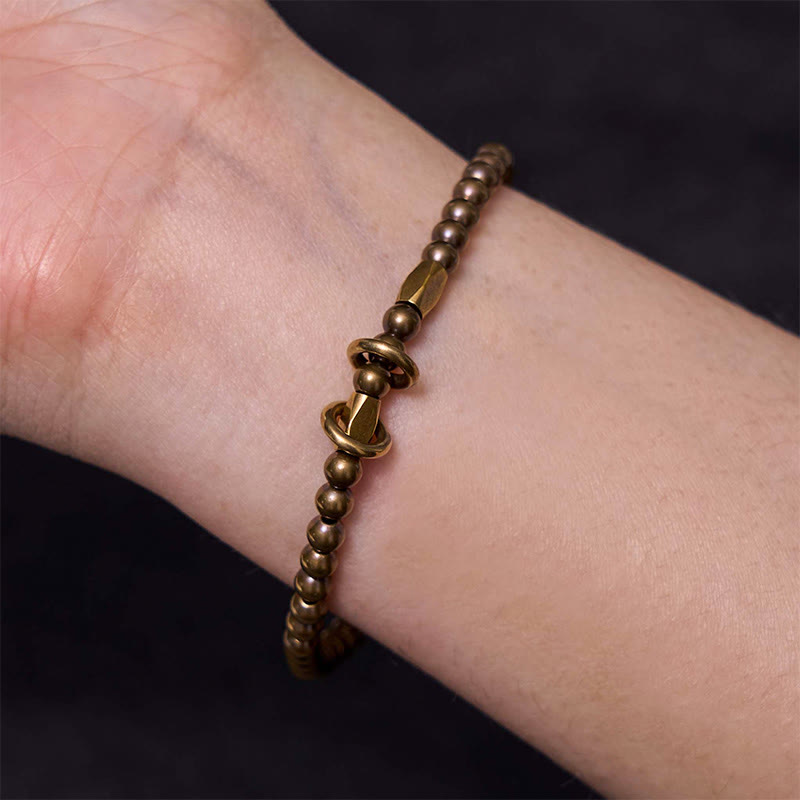Buddha Stones ​​Reichtum Selbstpflege Kupfer Messing Perlen Design Paar Armband - image 6